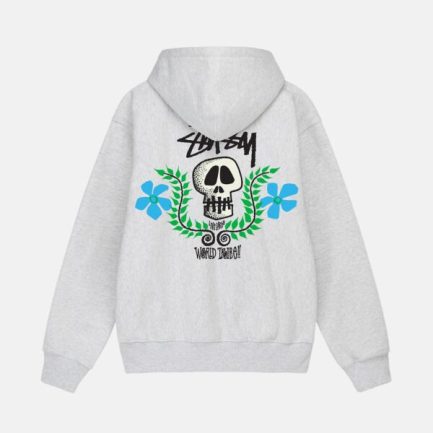 SKULL CREST ZIP WHITE HOODIE